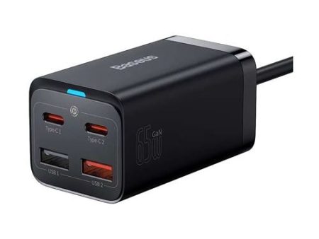 Carregador Gan3 Pro Fast Charging 2x USB +2x USB- C Baseus 65W - Preto Online Hot Sale