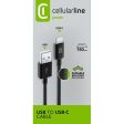 Cabo Entrançado Cellular Line Power USB para USB-C 1.5m - Preto Online Sale